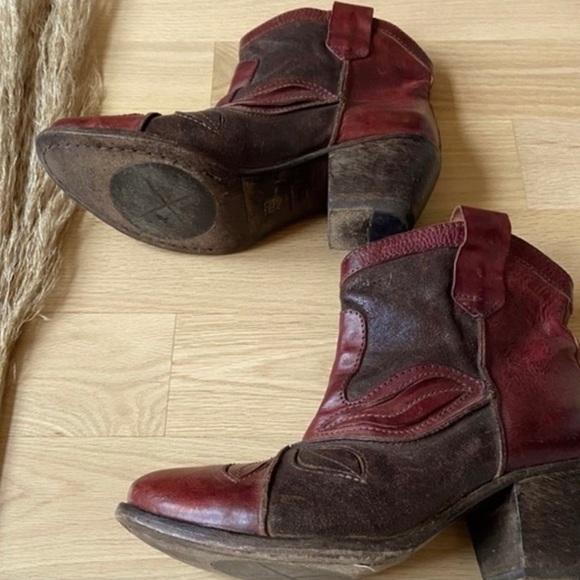 MOMA Italian Leather Burgundy + Brown Ankle Boots | 8.5 - Picture 4 of 4